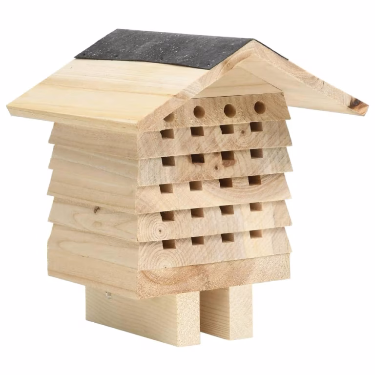 Bihotel i massivt fyrretræ – 22 × 20 × 20 cm – bedste insekthotel i test