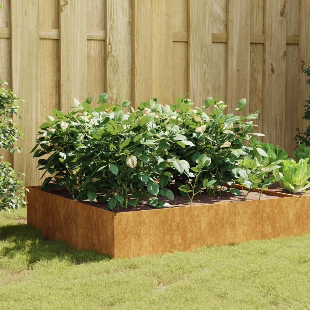 Højbed 100×100×41 cm i cortenstål – rustfarvet