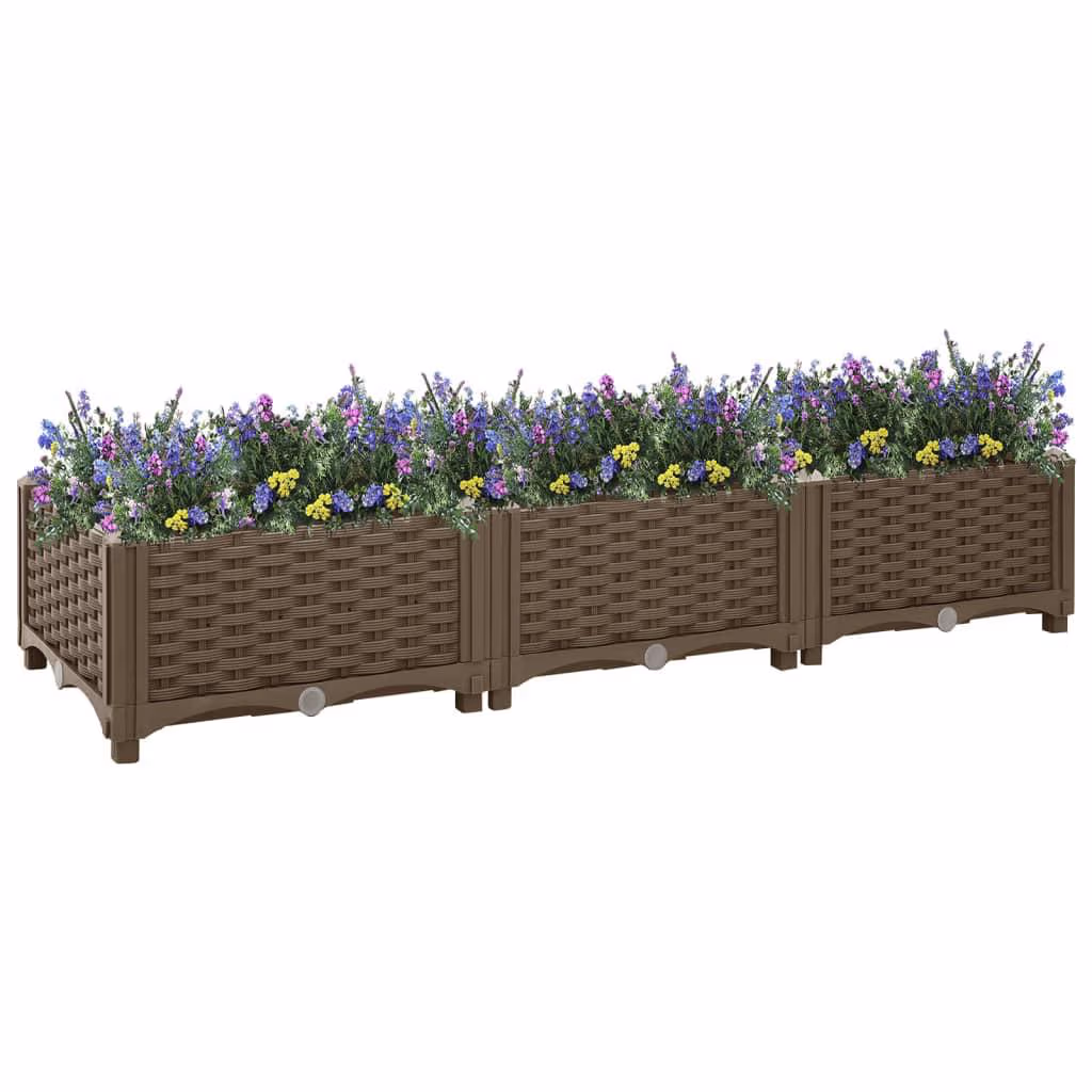 Højbed 120×40×23 cm – brun polypropylen plantekasse
