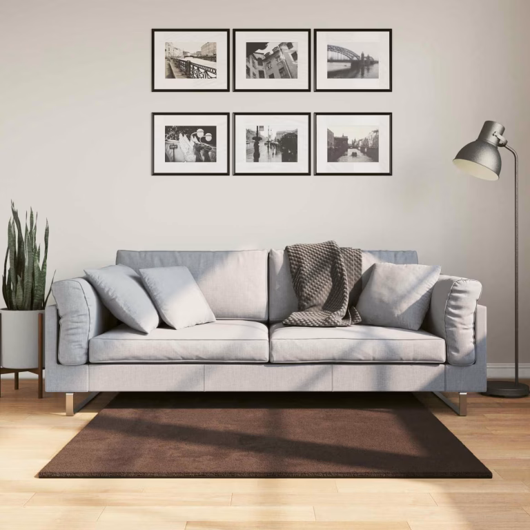HUARTE Blødt Vaskbart Gulvtæppe Brun 120×120 cm