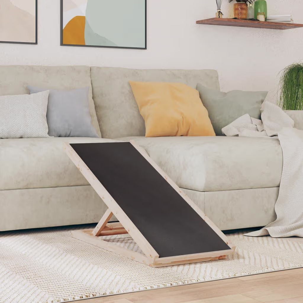 Foldbar hunderampe i massivt fyrretræ 100×40 cm, højdejusterbar
