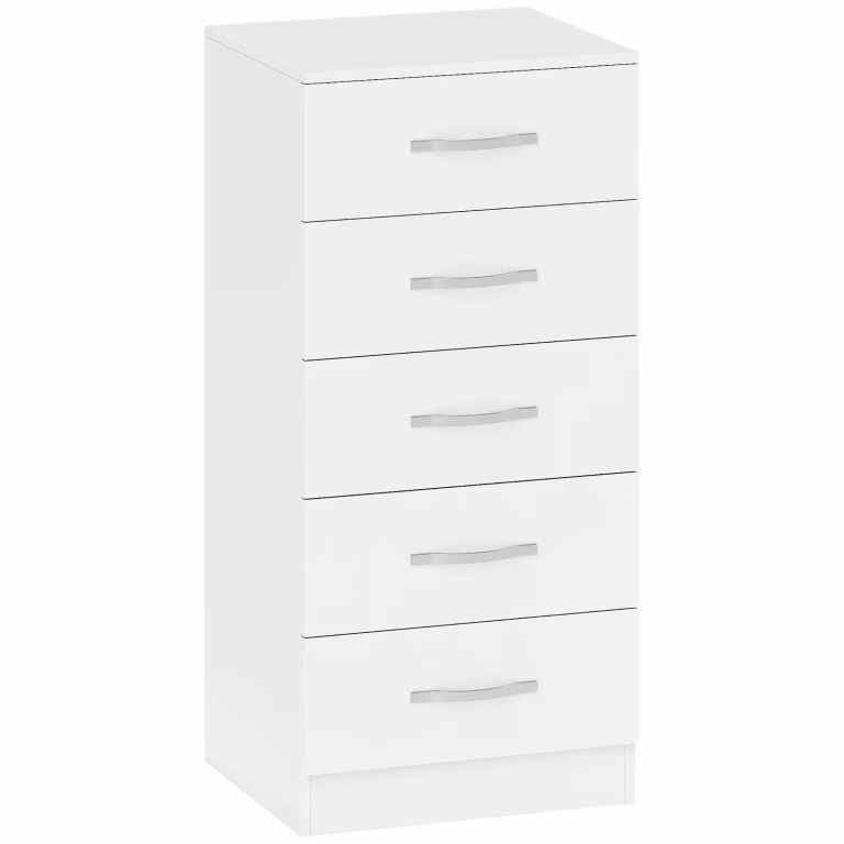 Hvid Kommode med 5 Skuffer