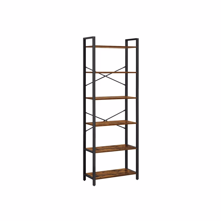 6-etagers hyldereol i industrielt design – 66 × 30 × 186 cm