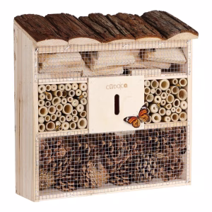Insekthotel i naturtræ til bier og insekter – 30,5 × 9,5 × 31 cm – bedste insekthotel i test