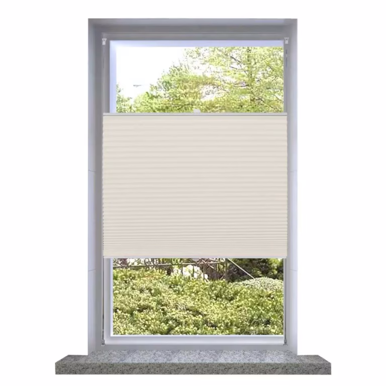 Plisseret rullegardin 100×150 cm – creme, uden boring