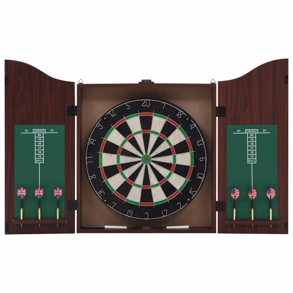 Professionel dartskive i sisal med skab og 6 dartpile