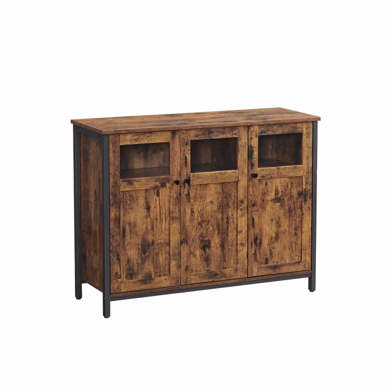 Sideboard i industrielt look – glaslåger, 100 cm
