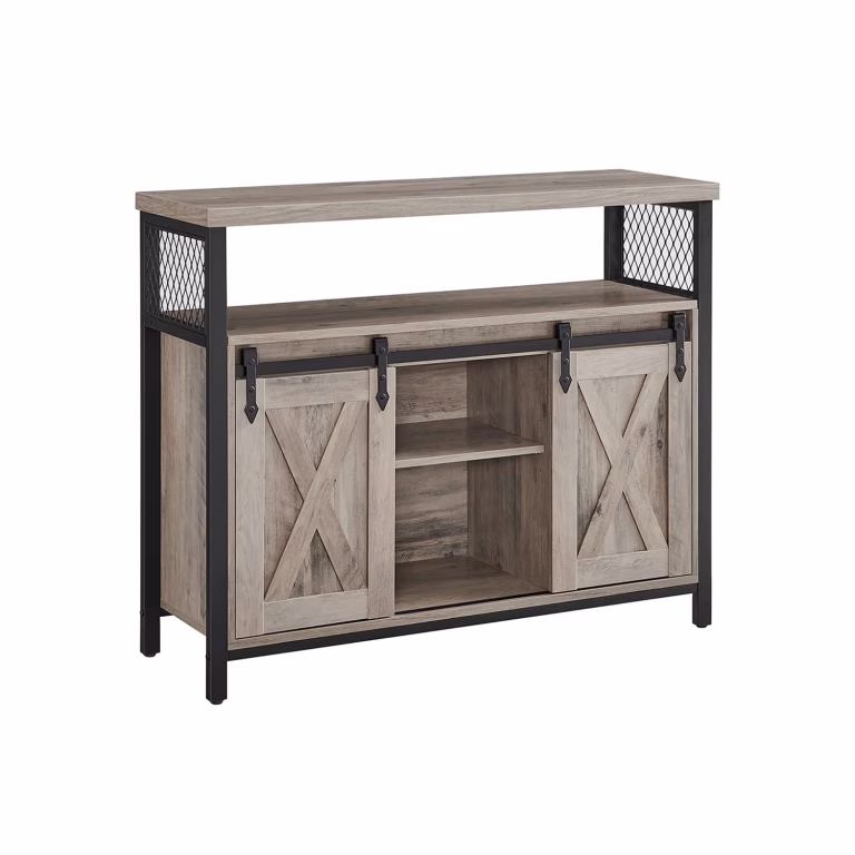 Sideboard med 2 skydedøre – greige/sort, 100 cm