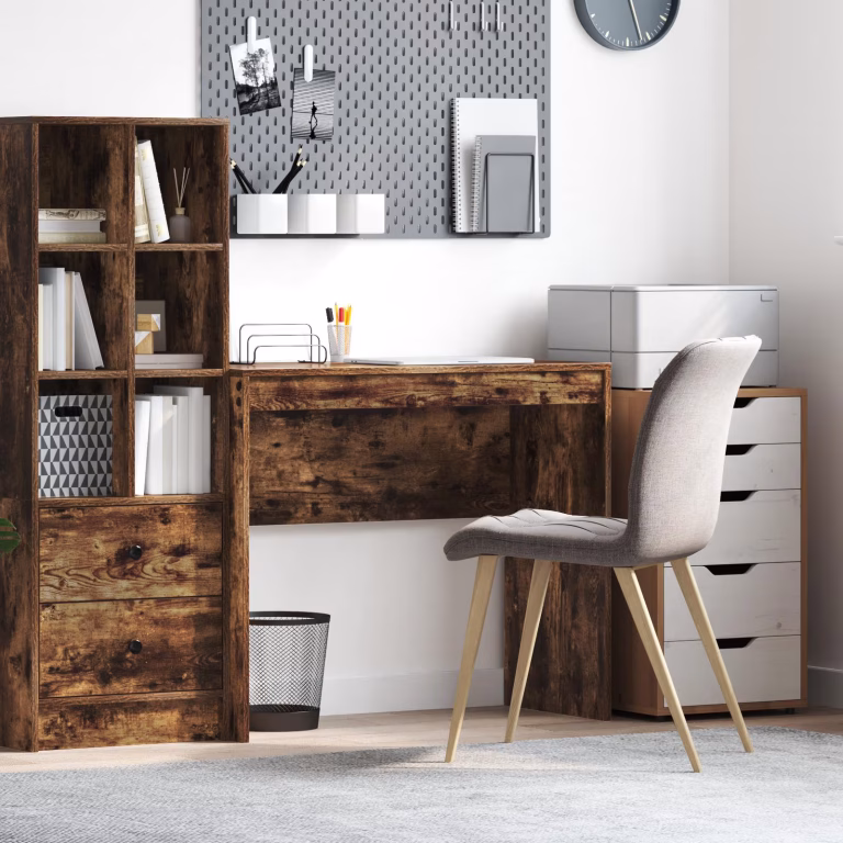 Skrivebord i røget eg 90×40 cm, kompakt computerbord