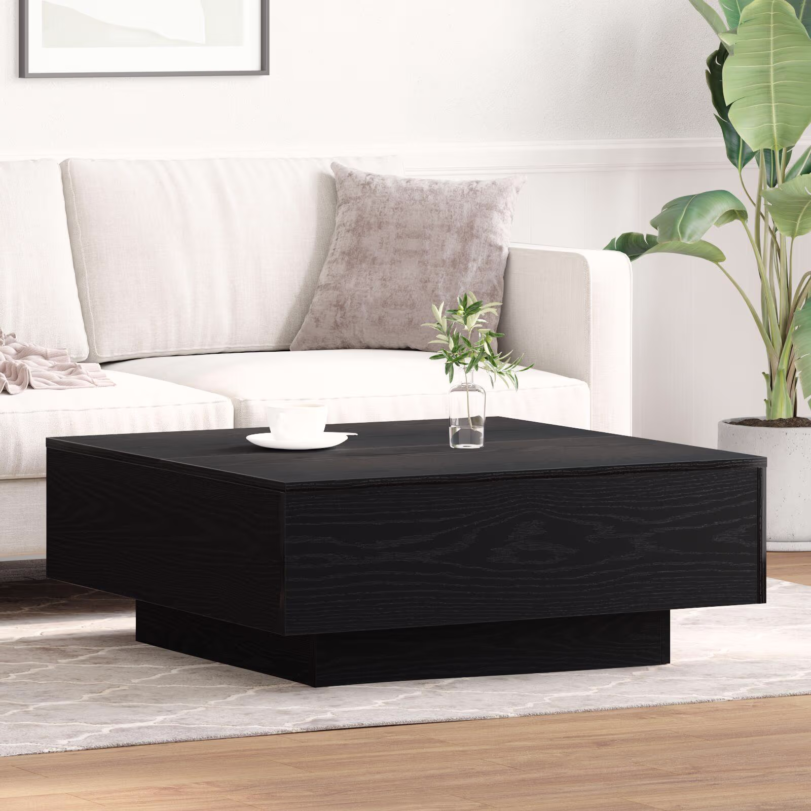 Sofabord i Sort Eg 80×80 cm – Minimalistisk