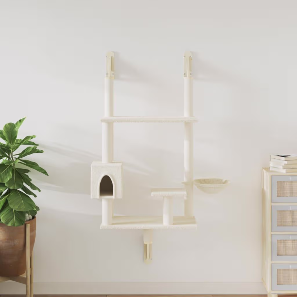 Væghængt kradsetræ 153 cm med hus og kurv