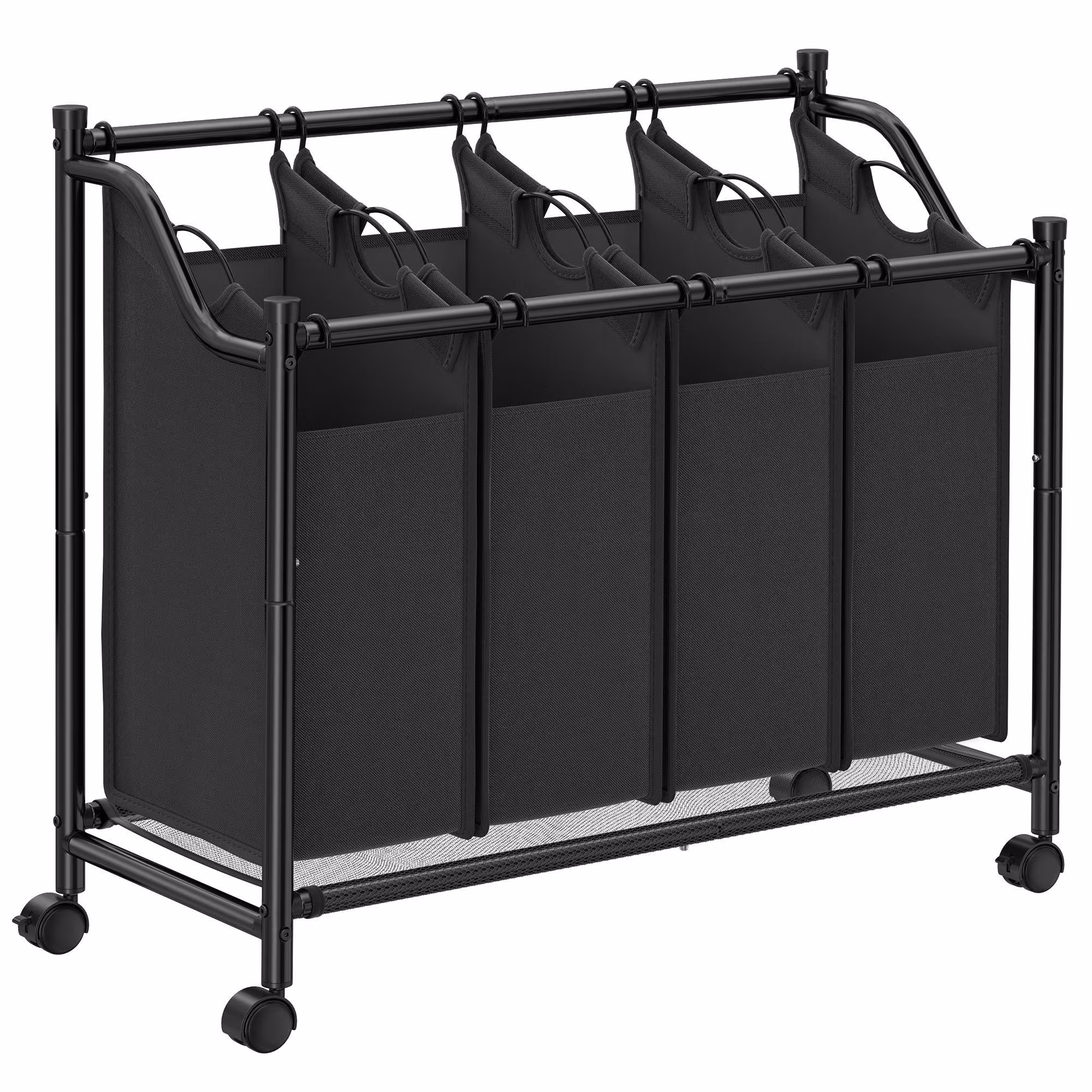 Vasketøjssorterer på hjul, 4 aftagelige poser, 4 × 35 L
