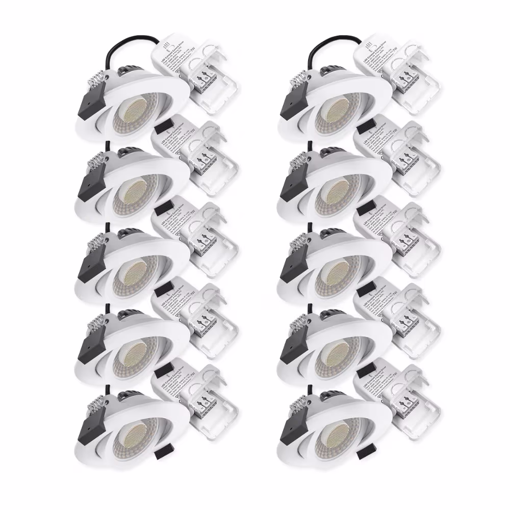 7W lavprofil indbygningsspot RA96, DimToWarm + CCT, 10-pak