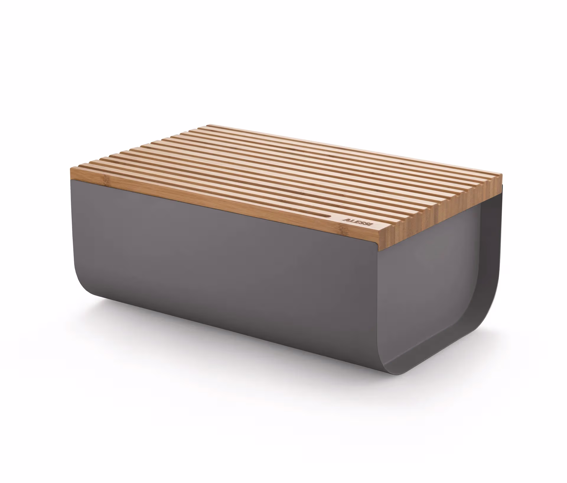 Alessi Mattina brødkasse 34 cm, mørkegrå/bambus