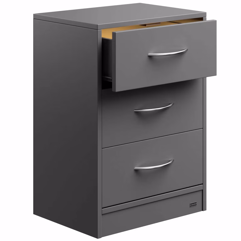 Antracit Sengebord med LED-lys og 3 Skuffer