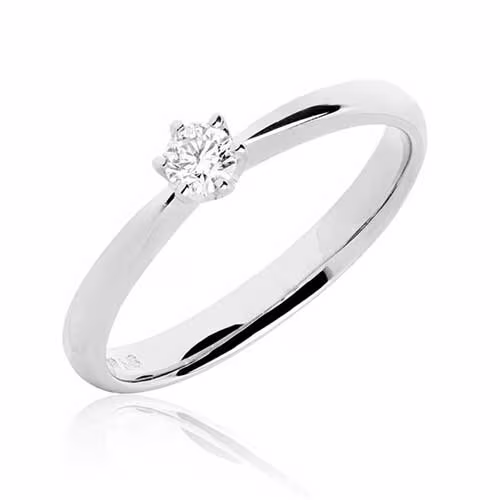 BARTOLI Diamond Solitairering 14 kt. Hvidguld 0,10 ct.