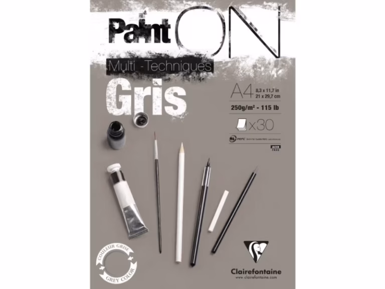 Clairefontaine Paint-On blok A4 250 g – gråt papir 30 ark – bedste tegneblok i test