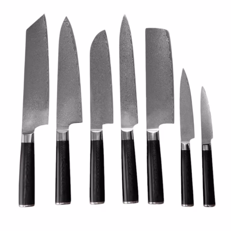Damaskus knivsæt, 7 knive