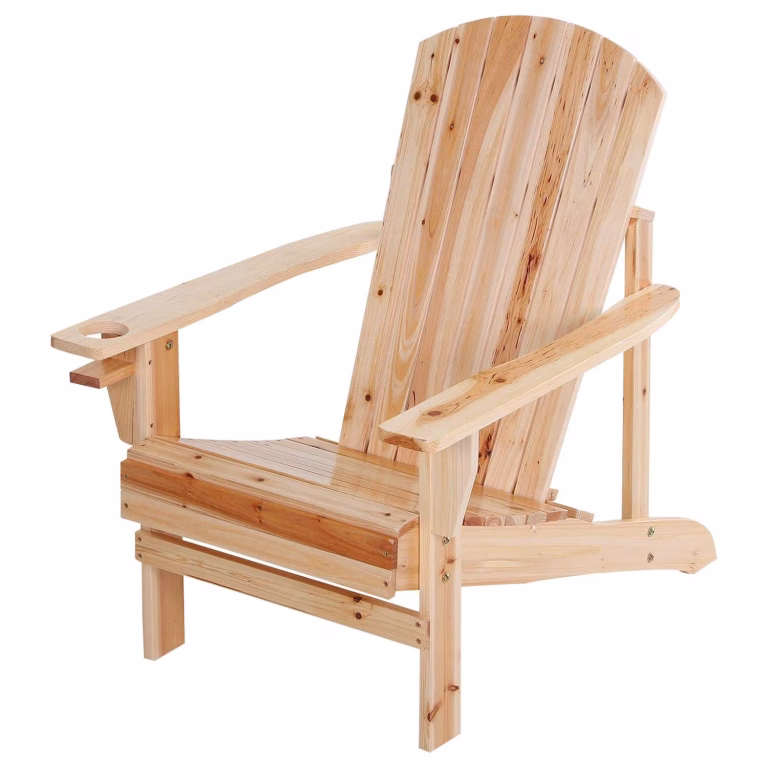 Estore Adirondack havestol i massivt træ med kopholder