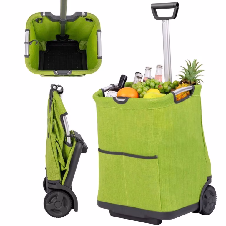 Foldbar indkøbstrolley 50 liter med justerbart håndtag