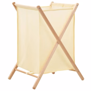 Foldbar Vasketøjskurv i Cedertræ og Stof Beige – bedste foldbare vasketøjskurv i test