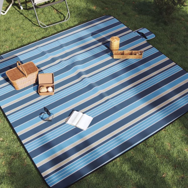 Foldbart Picnictæppe Bølget Fløjl 200×200 cm – bedste picnictæppe i test