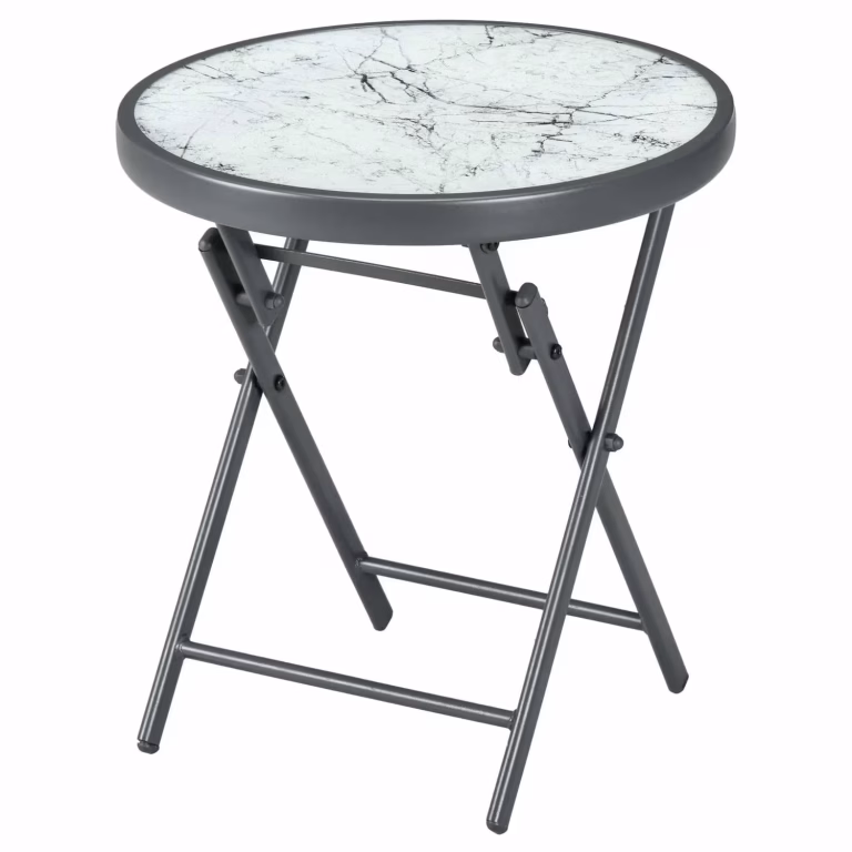 Foldebord i glas med marmorlook