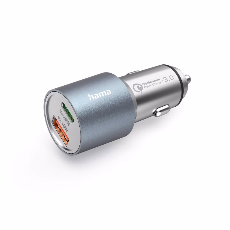 HAMA Biloplader USB-C + USB-A 38W Metal – bedste usb-biloplader i test
