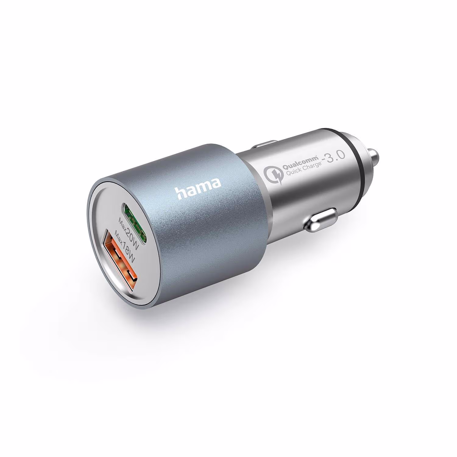 HAMA Biloplader USB-C + USB-A 38W Metal