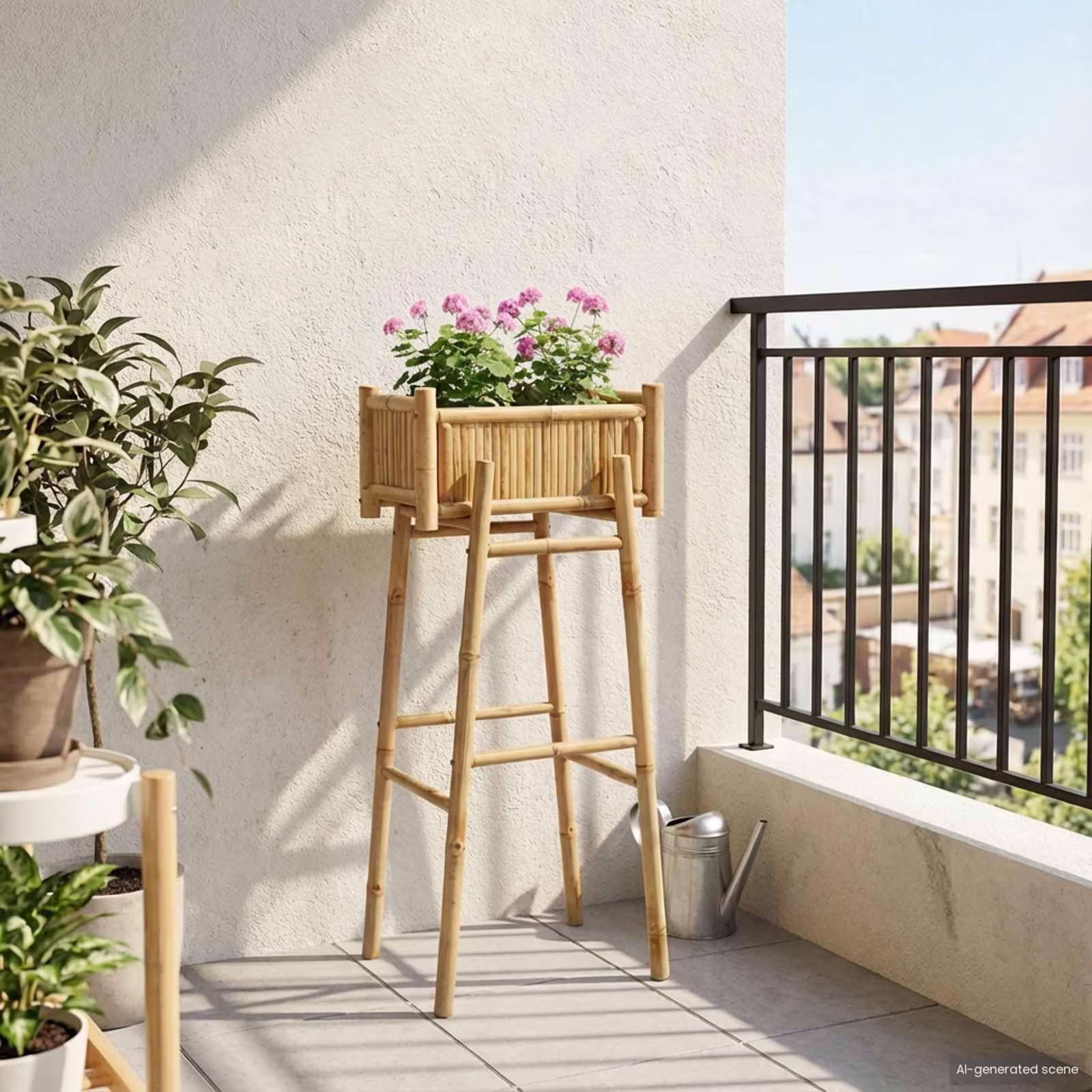 Havekrukke med Holder i Bambus 50×38×114 cm