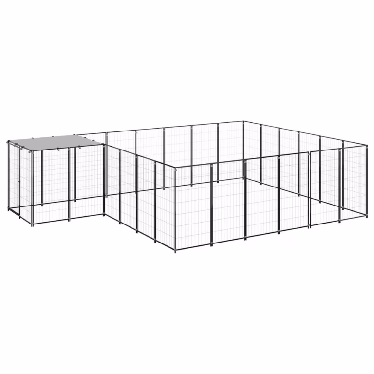 Hundeløbegård 12,1 m² i stål, sort