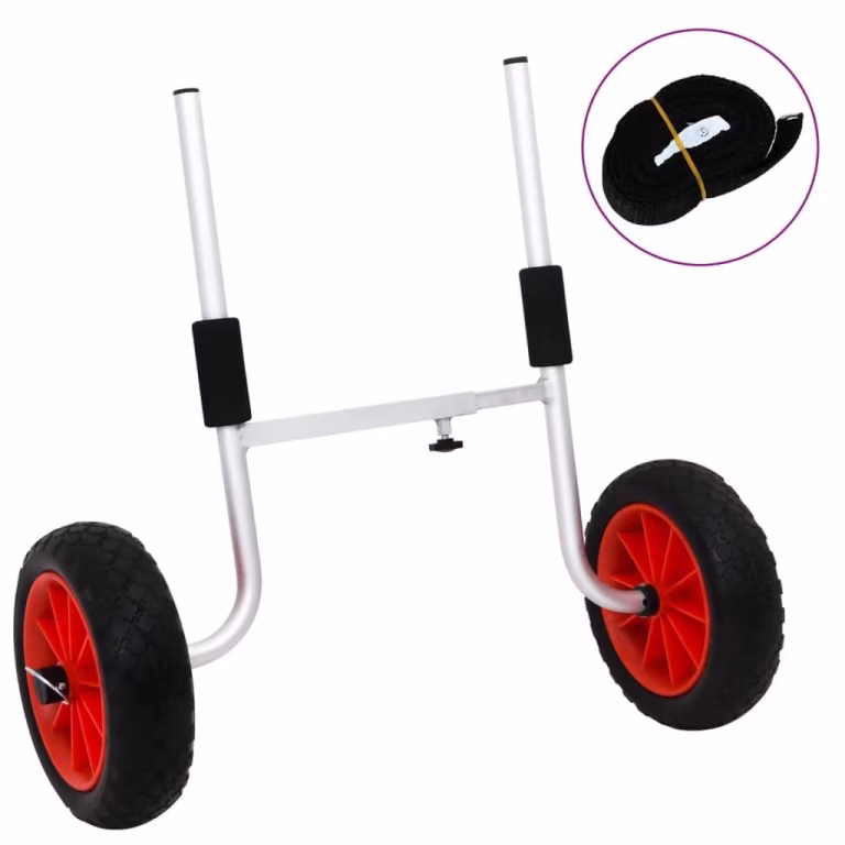Kajakvogn i Aluminium – Justerbar, 100 kg, Sort/Sølv