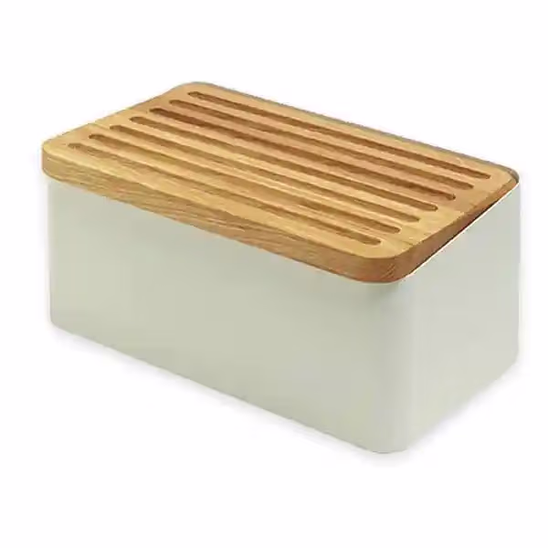 Legnoart CRISPY brødkasse med skærebræt, hvid