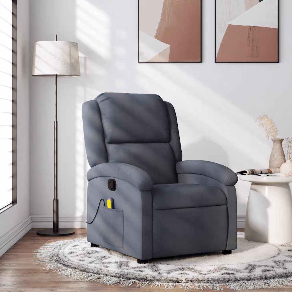 Massagelænestol i fløjl – manuel recliner