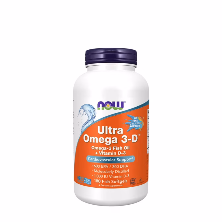 NOW Foods Ultra Omega 3-D med D-vitamin 180 Softgels – bedste fiskeolie