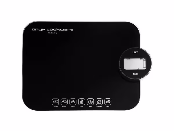 Onyx Cookware batterifri køkkenvægt med kinetisk opladning