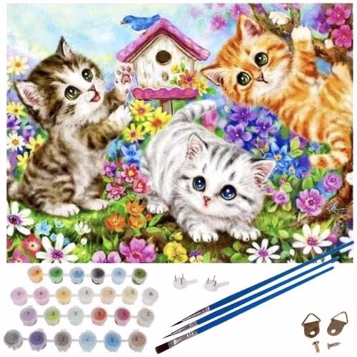 Paint By Numbers Cat – komplet sæt – bedste paint by numbers i test