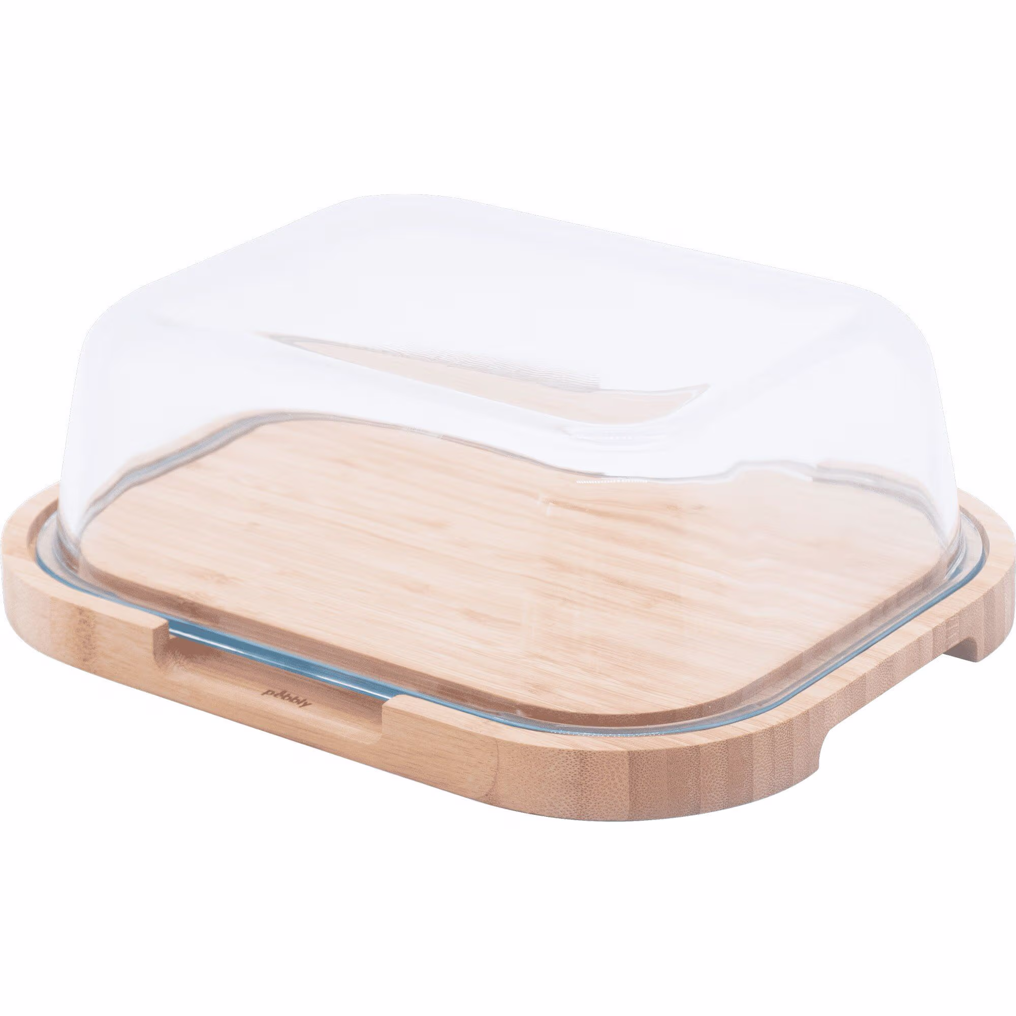 Pebbly Osteklokke 27x21,5 cm (glas/bambus)