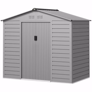 Redskabsskur i galvaniseret stål 2,43 m² med skydedør – bedste redskabsskur i test