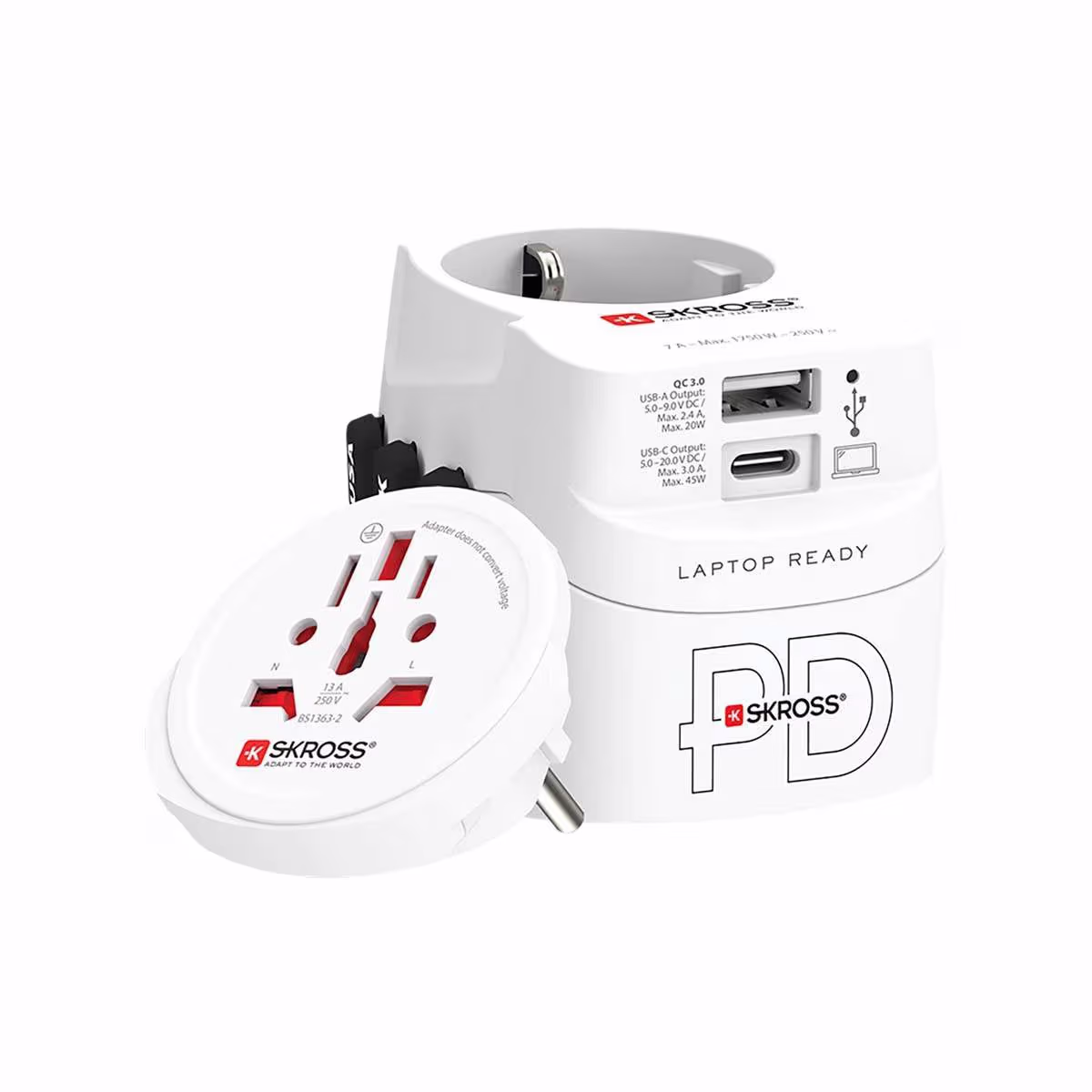 Rejseadapter med 45 W hurtigopladning USB-C og USB