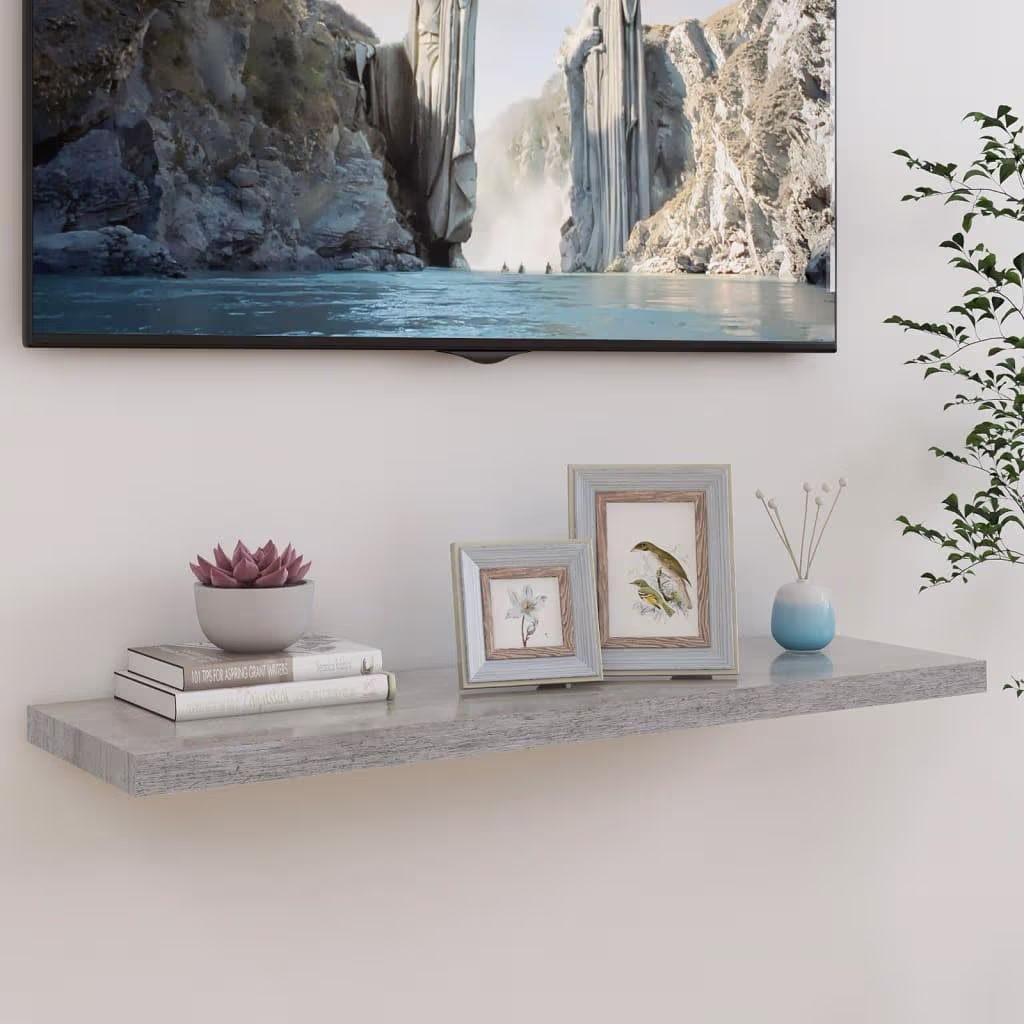 Svævehylde 90 × 23,5 cm i MDF - betongrå