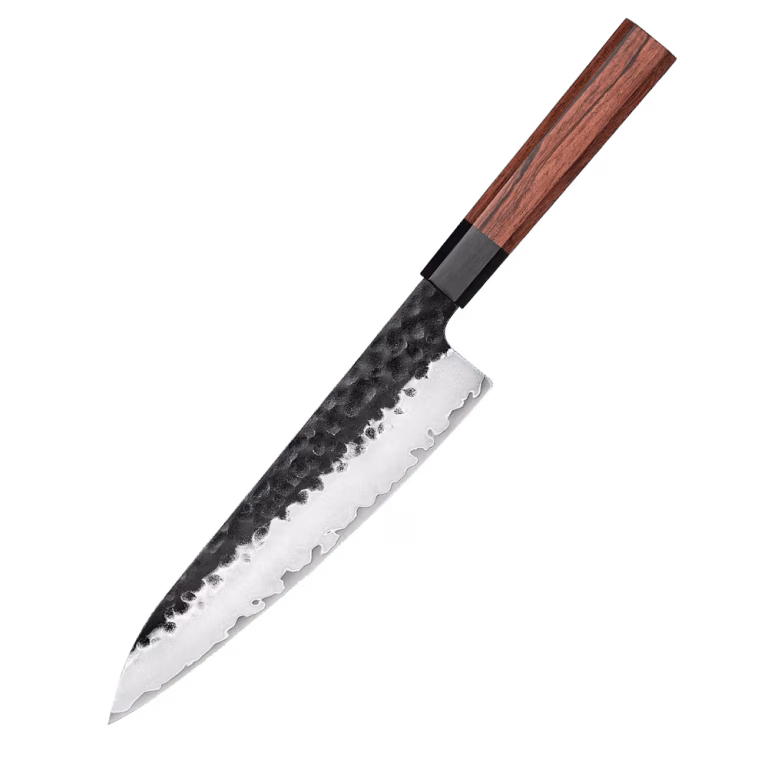 Tanuki Gyuto 210 mm japansk kokkekniv, kurouchi og tsuchime