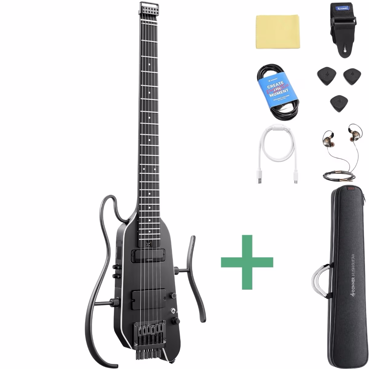 Donner HUSH-X PRO silent el-guitar sort