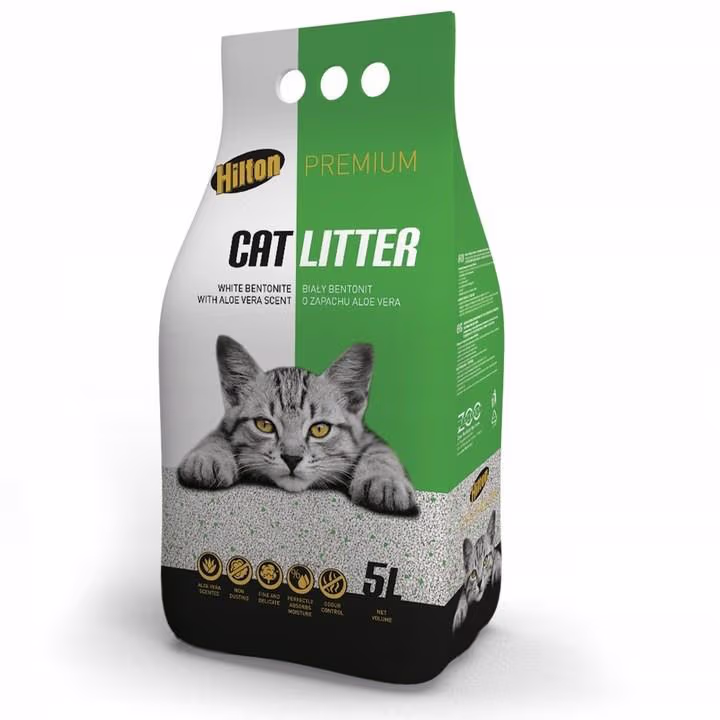 Hilton Premium Hvid Bentonit med Aloe Vera 5 L – bedste kattegrus i test
