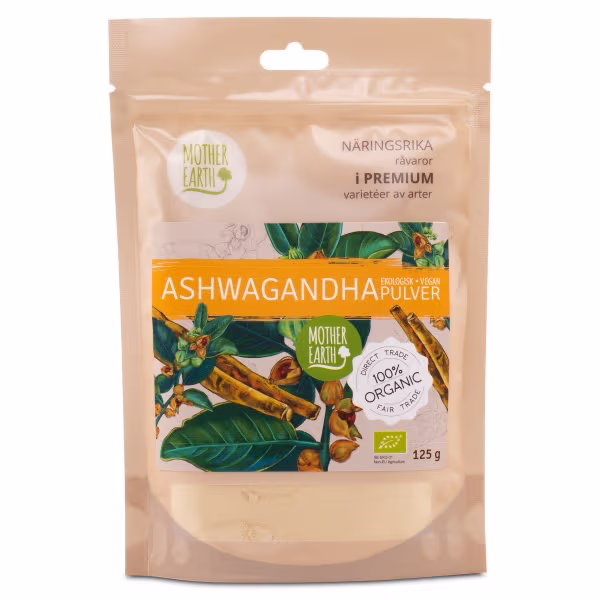 Mother Earth Ashwagandhapulver Øko 125 g – bedste ashwagandha