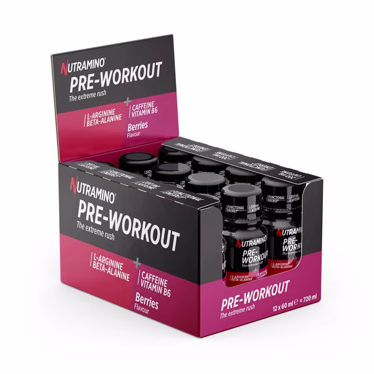 Nutramino Pre-Workout Shot Berries 12 x 60 ml – bedste pre workout i test