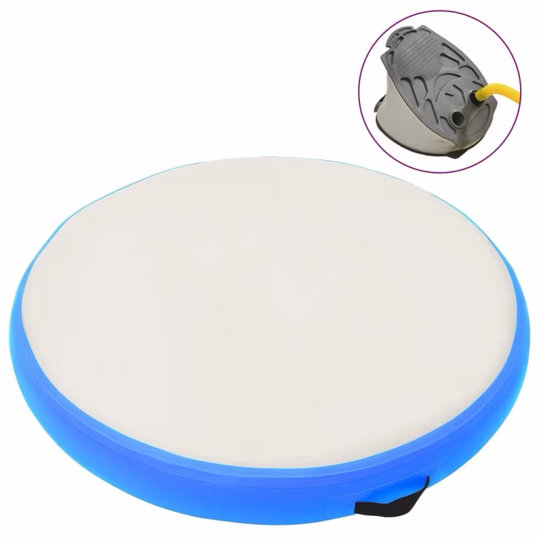 Oppustelig airtrack-pude 100 x 100 x 20 cm med pumpe