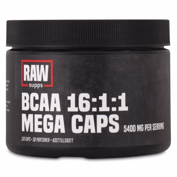 RAW BCAA 16:1:1 Mega Caps 150 Kapsler – bedste bcaa i test