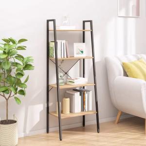 Stigereol med 4 Hylder 56x35x140 cm Lysebrun/Sort – bedste stigereol i test