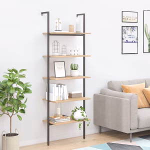 Stigereol med 5 Hylder 64x35x185 cm Lysebrun/Sort – bedste stigereol i test